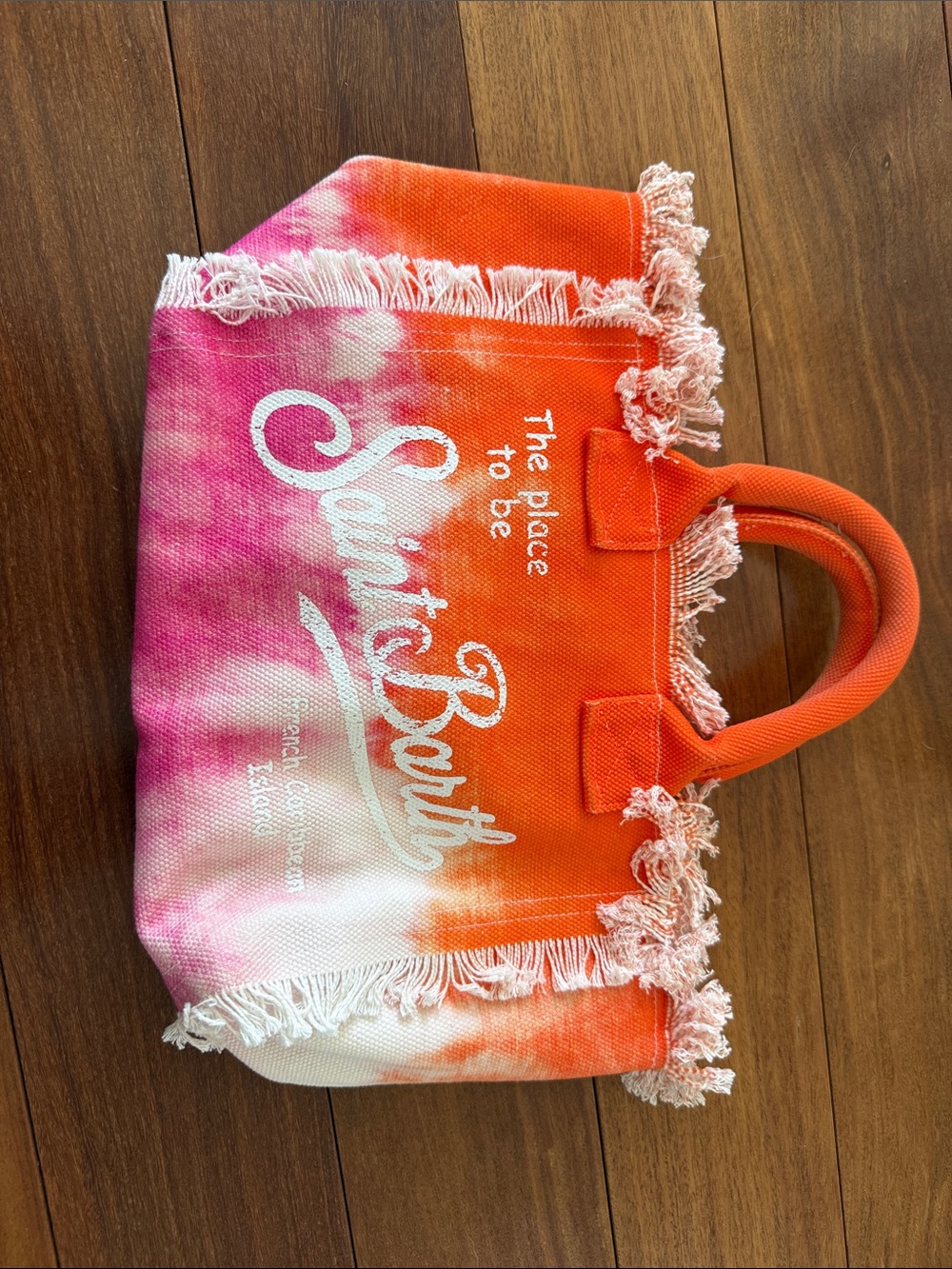 MC2 Saint Barth Pink and Orange Tie-Dye Fringe Tote